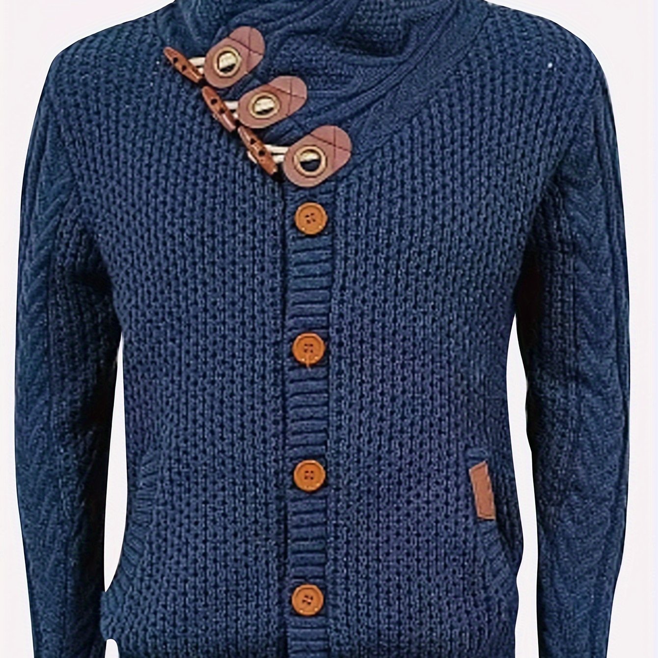 Men'S Knitted Jacket Turtleneck Cardigan Winter Pullover Hoodies Casual Sweaters Jumper