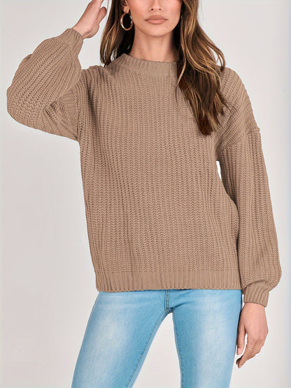 Women Fashion Sweater Long Sleeve Casual Ribbed Knit Winter Pullover Sweaters Blouse Top