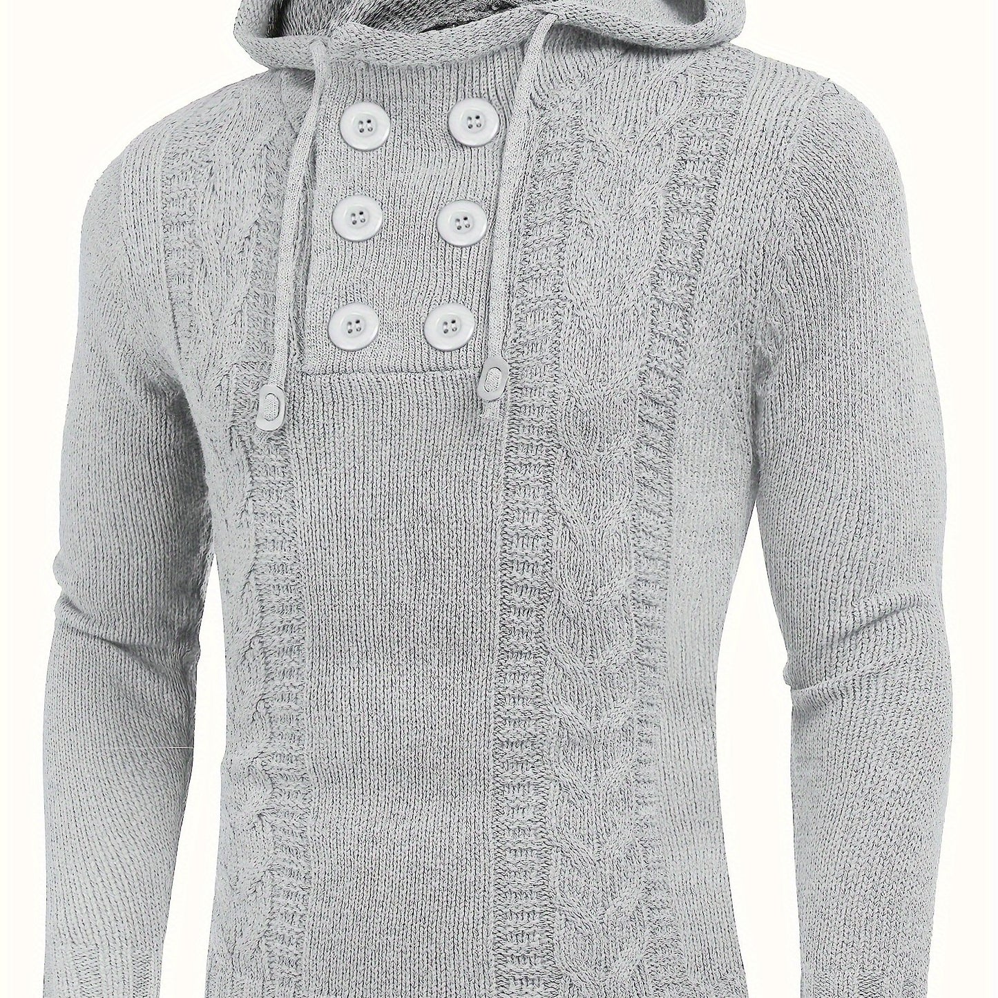 Men's Knitted Hoodies Pullover Casual Long Sleeve Turtleneck Sweaters