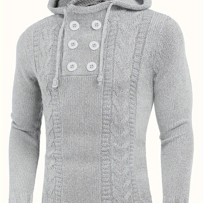 Men's Knitted Hoodies Pullover Casual Long Sleeve Turtleneck Sweaters