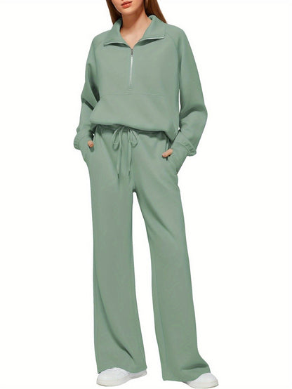 Women 2pcs Outfits Sweatsuit Oversized Sweatshirt Sweatpants Tracksuit Sweat Lounge Matching Set