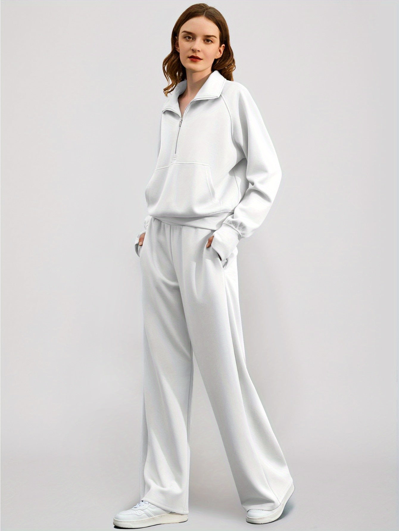 Women 2pcs Outfits Sweatsuit Oversized Sweatshirt Sweatpants Tracksuit Sweat Lounge Matching Set