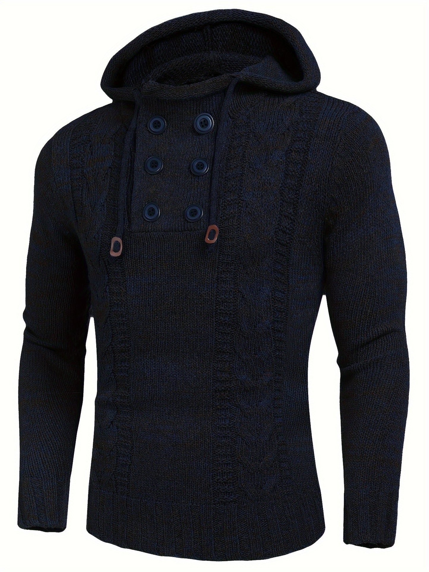 Men's Knitted Hoodies Pullover Casual Long Sleeve Turtleneck Sweaters