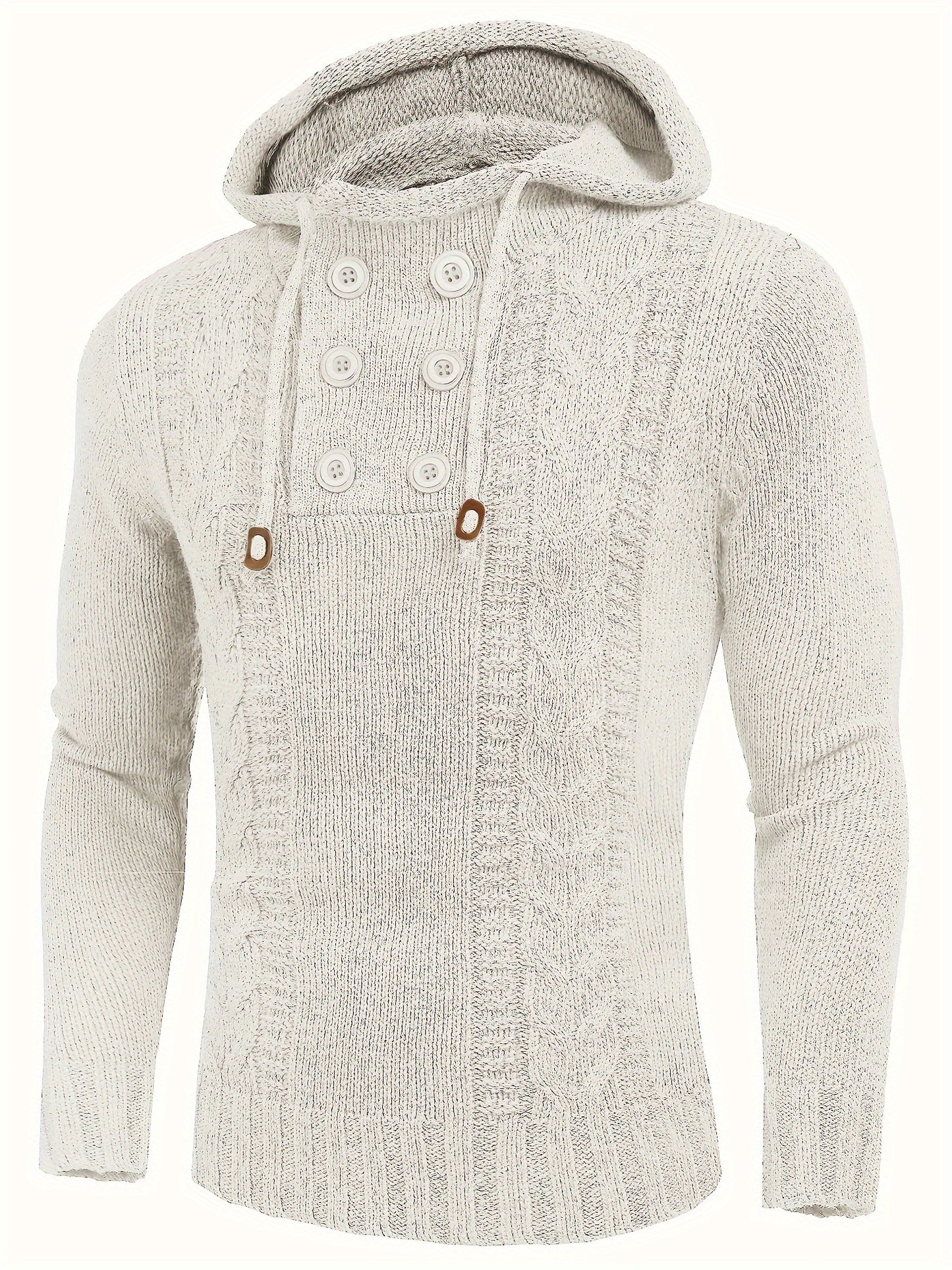 Men's Knitted Hoodies Pullover Casual Long Sleeve Turtleneck Sweaters