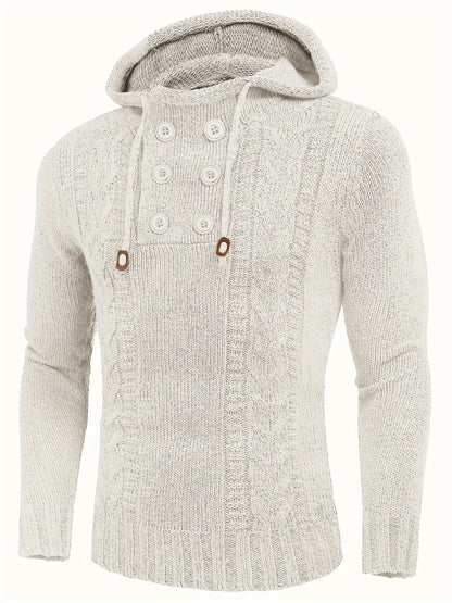 Men's Knitted Hoodies Pullover Casual Long Sleeve Turtleneck Sweaters