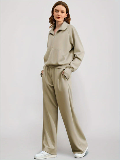 Women 2pcs Outfits Sweatsuit Oversized Sweatshirt Sweatpants Tracksuit Sweat Lounge Matching Set