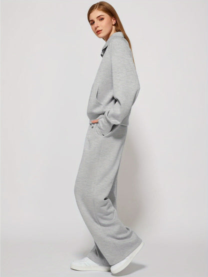Women 2pcs Outfits Sweatsuit Oversized Sweatshirt Sweatpants Tracksuit Sweat Lounge Matching Set
