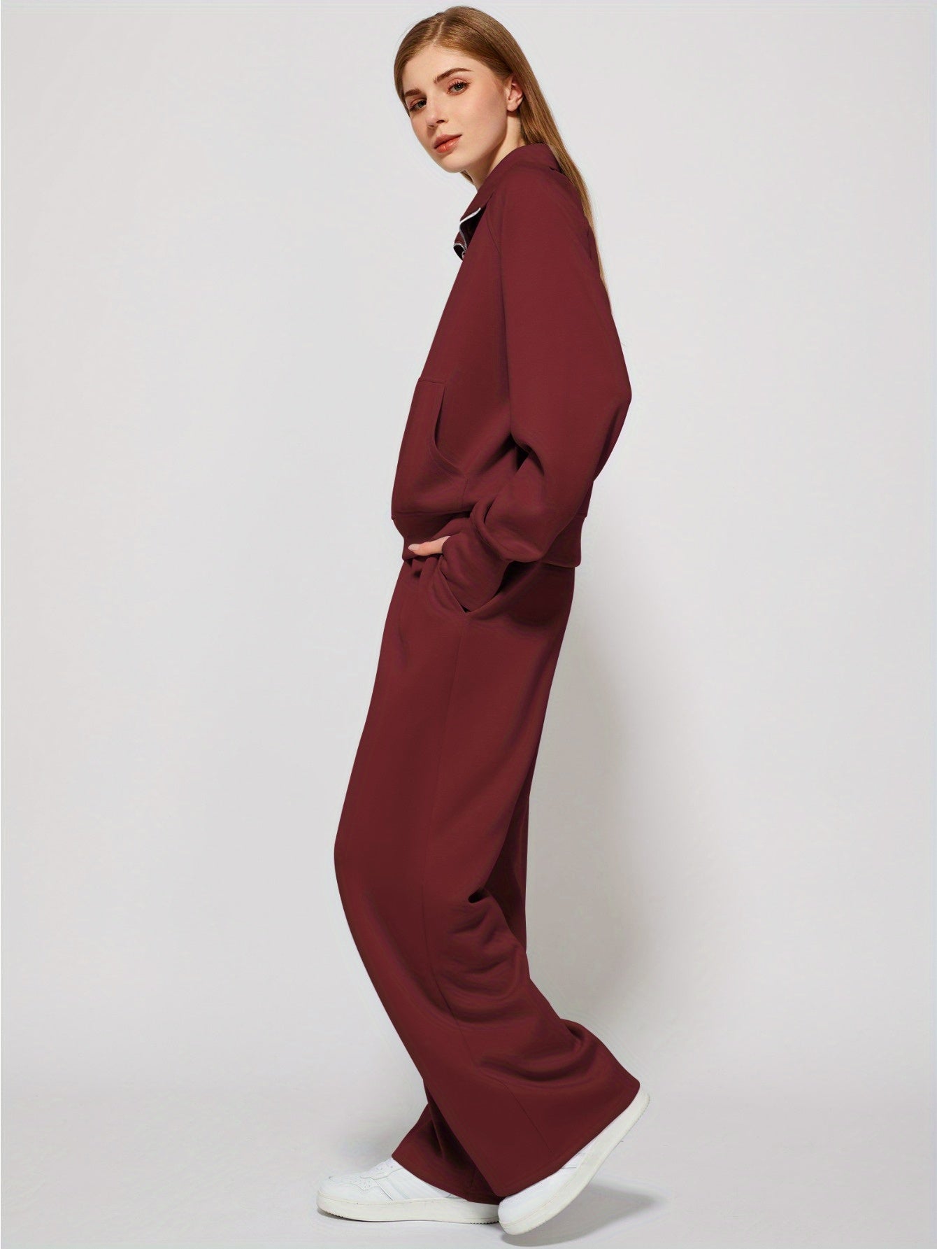 Women 2pcs Outfits Sweatsuit Oversized Sweatshirt Sweatpants Tracksuit Sweat Lounge Matching Set