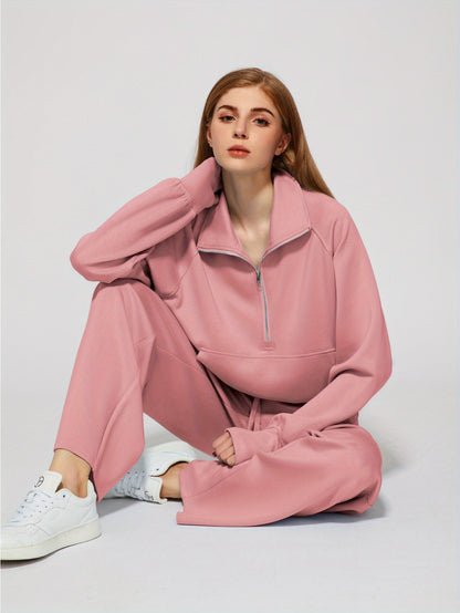 Women 2pcs Outfits Sweatsuit Oversized Sweatshirt Sweatpants Tracksuit Sweat Lounge Matching Set