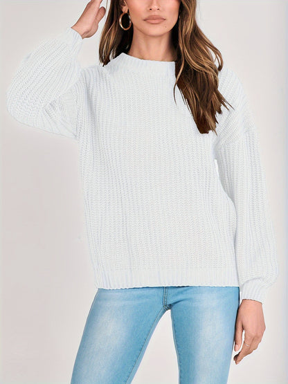 Women Fashion Sweater Long Sleeve Casual Ribbed Knit Winter Pullover Sweaters Blouse Top