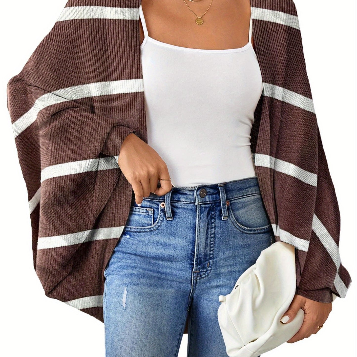 ELESOL 2024 Fall Cardigan Sweaters for Women Oversized Kimono Slouchy Wrap Batwing Sleeve Open Front Outwear Coat