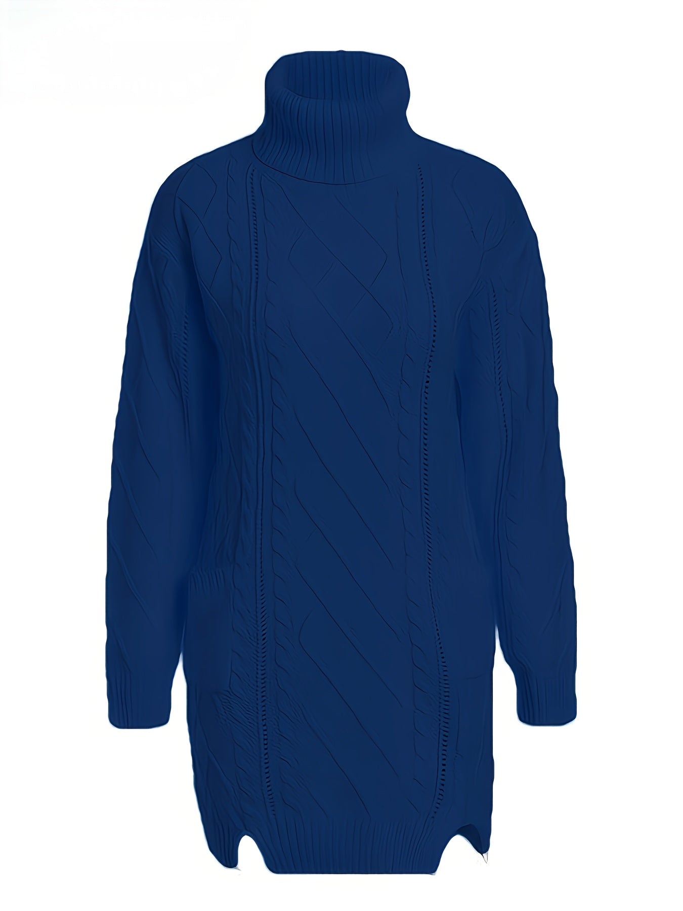 JNQualytrix Women's Elegant Sweater Dress - High Neck Long Sleeve with Double Pockets, Vibrant Red, Cozy Fall Winter Outfit, Chic Casual to Semi-Formal Wear, Ladies Sweaters, Casual to Formal Attire, Sophisticated Style, Comf