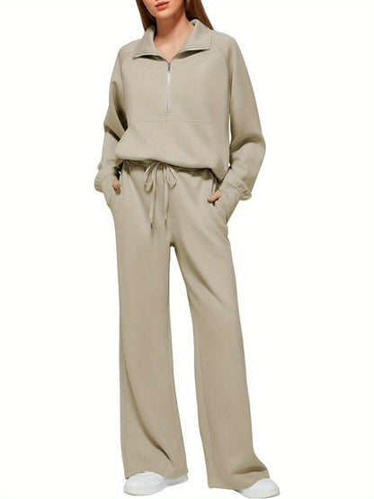 Women 2pcs Outfits Sweatsuit Oversized Sweatshirt Sweatpants Tracksuit Sweat Lounge Matching Set