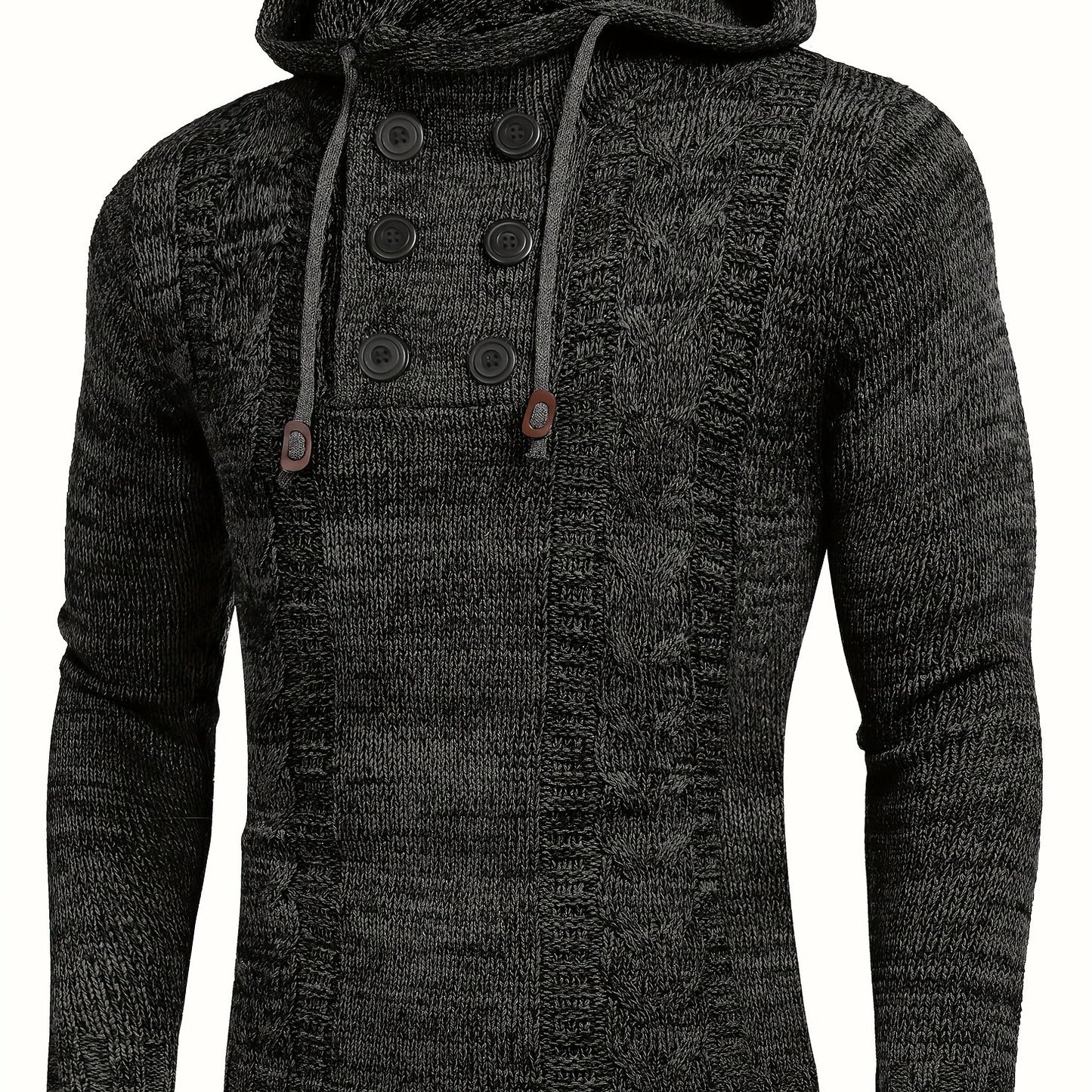 Men's Knitted Hoodies Pullover Casual Long Sleeve Turtleneck Sweaters