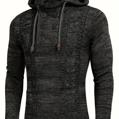 Men's Knitted Hoodies Pullover Casual Long Sleeve Turtleneck Sweaters