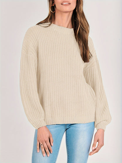 Women Fashion Sweater Long Sleeve Casual Ribbed Knit Winter Pullover Sweaters Blouse Top