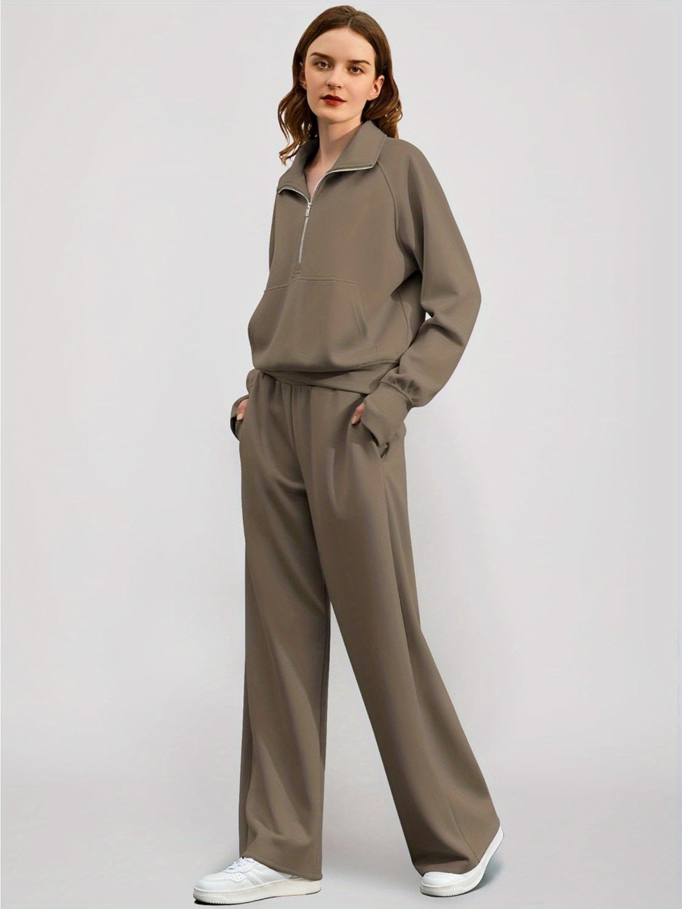 Women 2pcs Outfits Sweatsuit Oversized Sweatshirt Sweatpants Tracksuit Sweat Lounge Matching Set