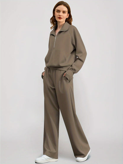 Women 2pcs Outfits Sweatsuit Oversized Sweatshirt Sweatpants Tracksuit Sweat Lounge Matching Set