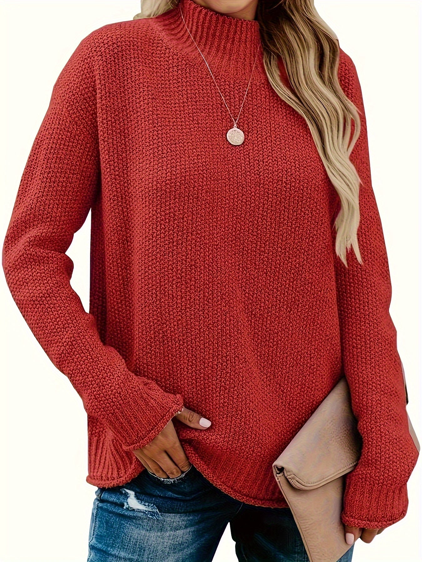 Womens Turtleneck Oversized Sweaters Chunky Long Sleeve Loose Casual Pullover Slouchy Knit Jumper Tops