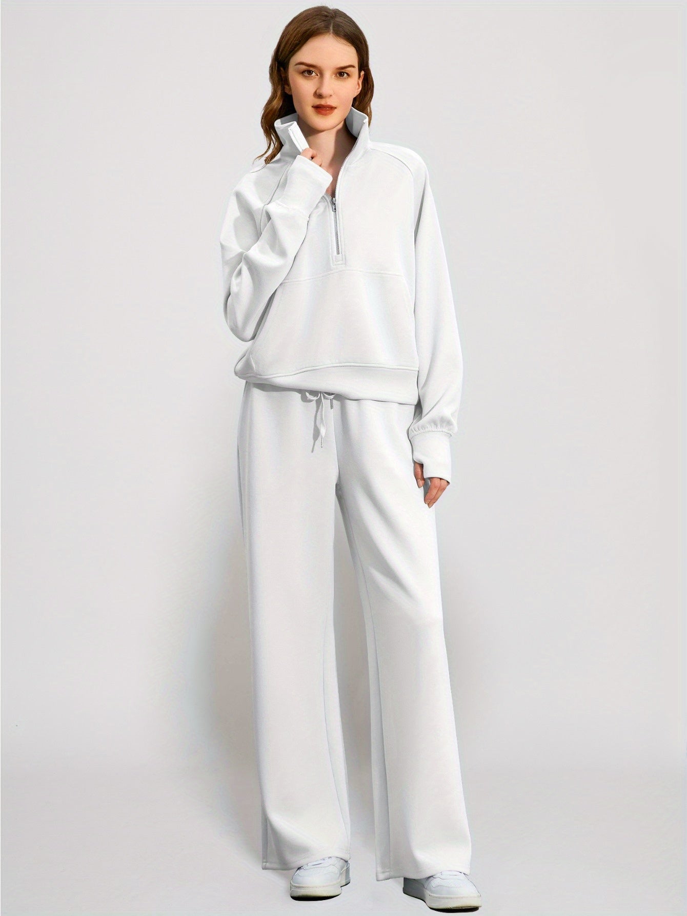 Women 2pcs Outfits Sweatsuit Oversized Sweatshirt Sweatpants Tracksuit Sweat Lounge Matching Set