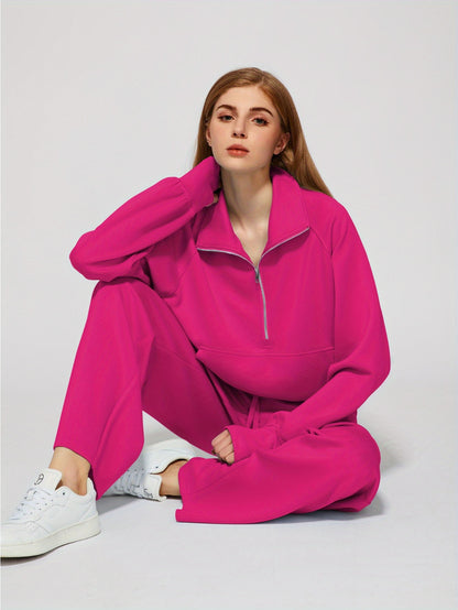 Women 2pcs Outfits Sweatsuit Oversized Sweatshirt Sweatpants Tracksuit Sweat Lounge Matching Set