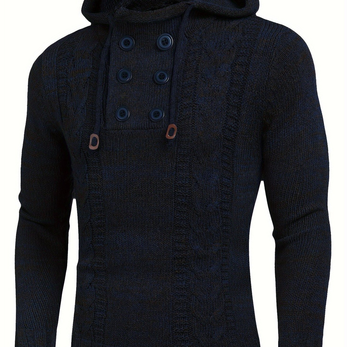 Men's Knitted Hoodies Pullover Casual Long Sleeve Turtleneck Sweaters