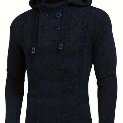 Men's Knitted Hoodies Pullover Casual Long Sleeve Turtleneck Sweaters