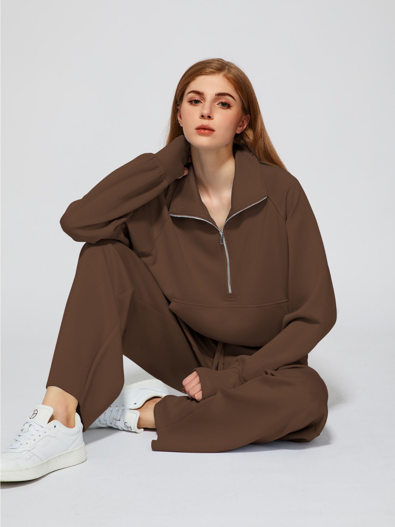 Women 2pcs Outfits Sweatsuit Oversized Sweatshirt Sweatpants Tracksuit Sweat Lounge Matching Set