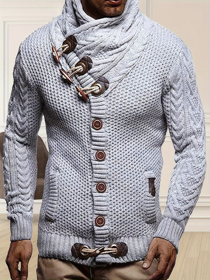 Men'S Knitted Jacket Turtleneck Cardigan Winter Pullover Hoodies Casual Sweaters Jumper