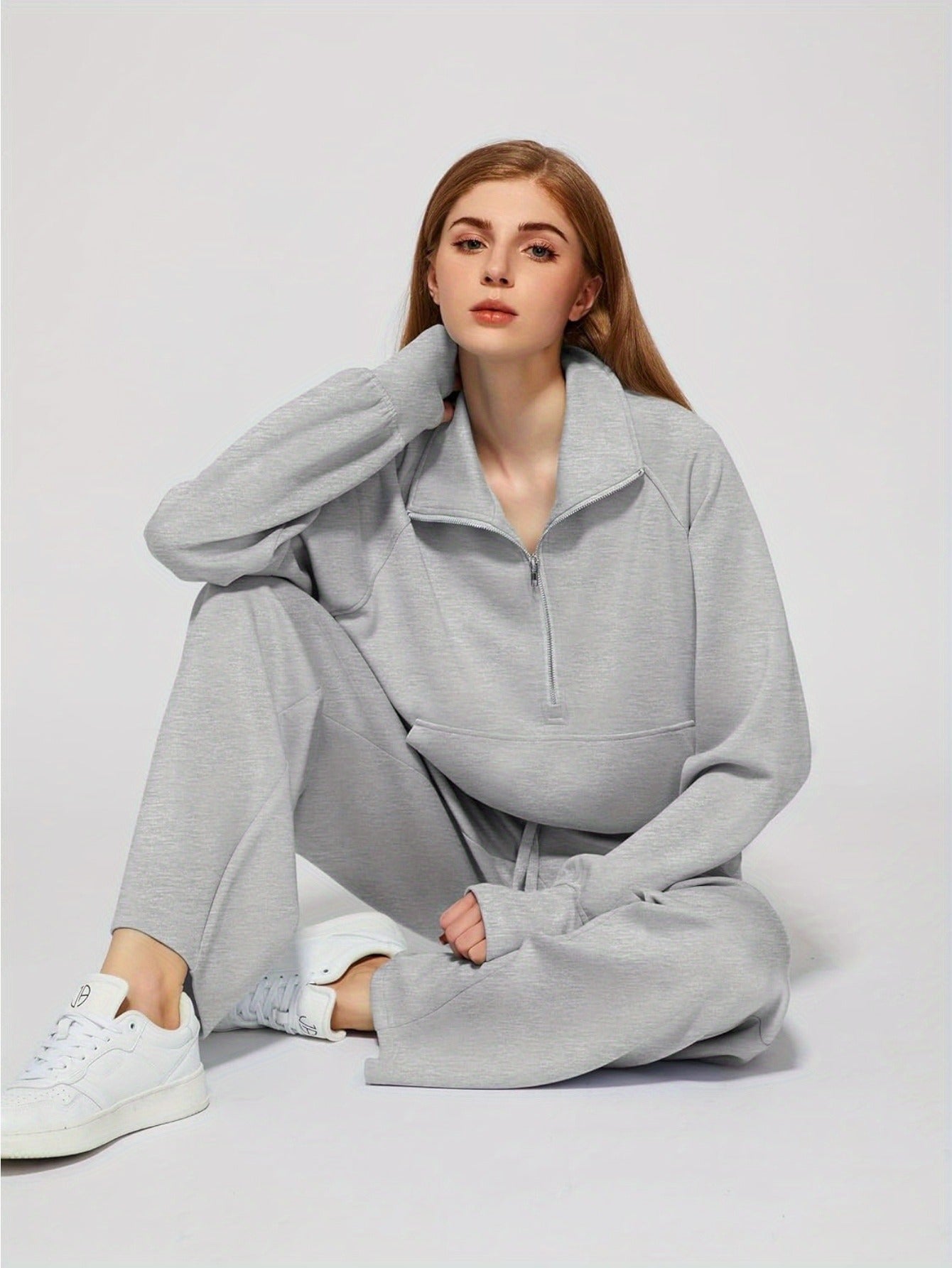 Women 2pcs Outfits Sweatsuit Oversized Sweatshirt Sweatpants Tracksuit Sweat Lounge Matching Set