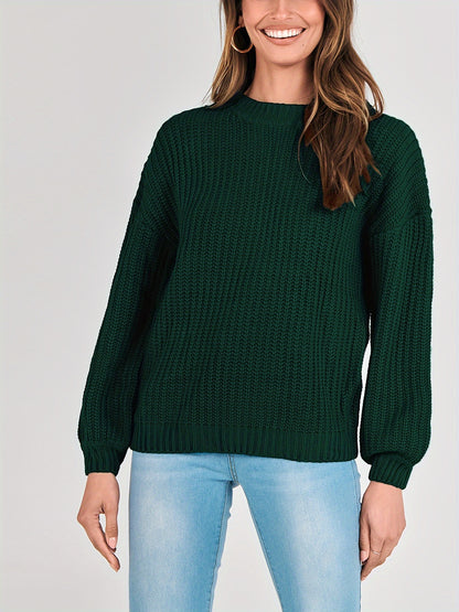 Women Fashion Sweater Long Sleeve Casual Ribbed Knit Winter Pullover Sweaters Blouse Top