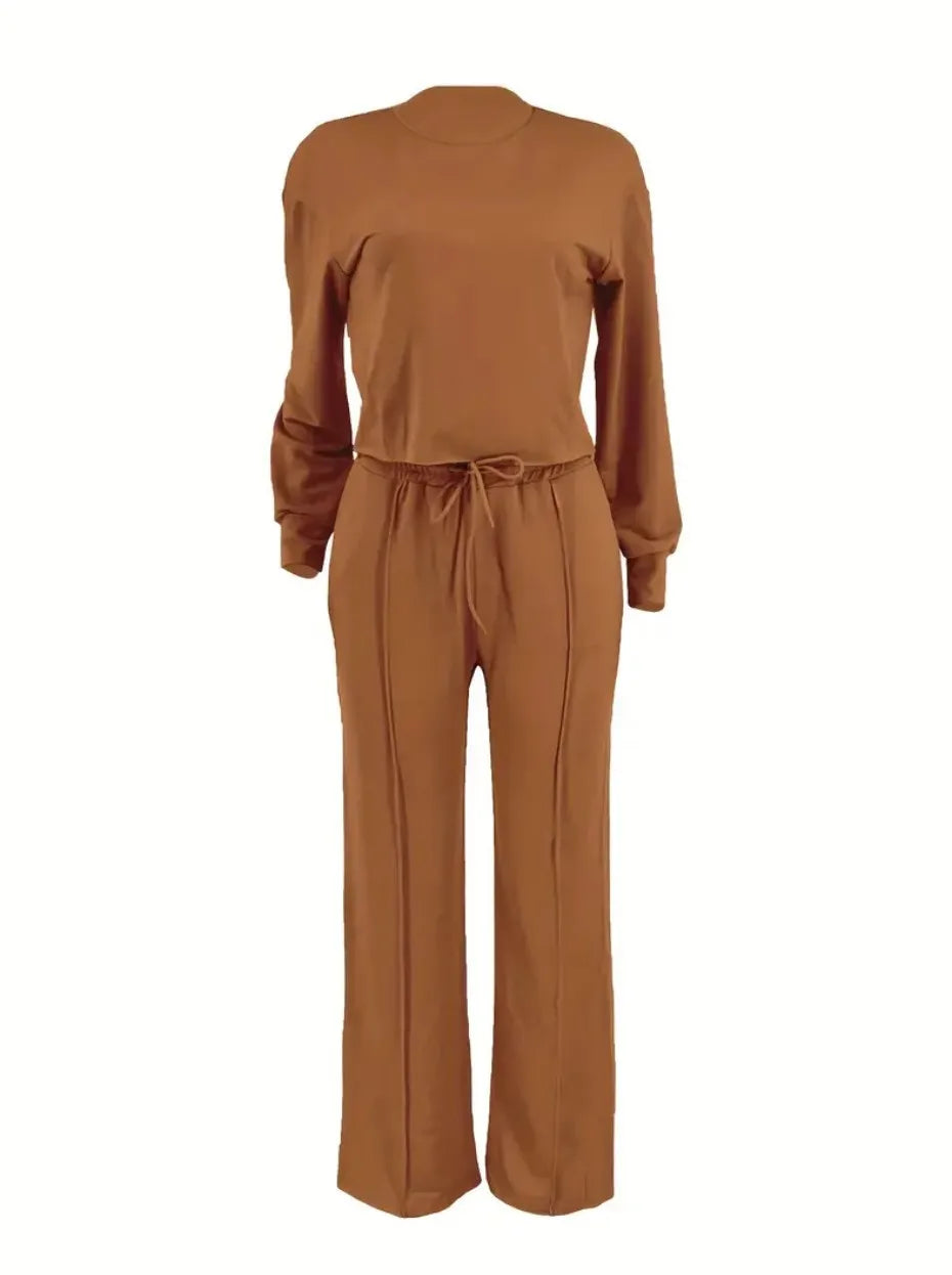 Two Piece Sets Women Pant Set Casual Loose Matching Sets Tops Wide Leg Long Pants Lace Up High Waist 2025 Y2k Streetwear