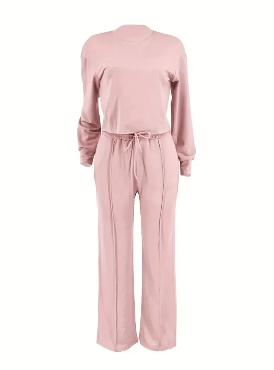 Two Piece Sets Women Pant Set Casual Loose Matching Sets Tops Wide Leg Long Pants Lace Up High Waist 2025 Y2k Streetwear