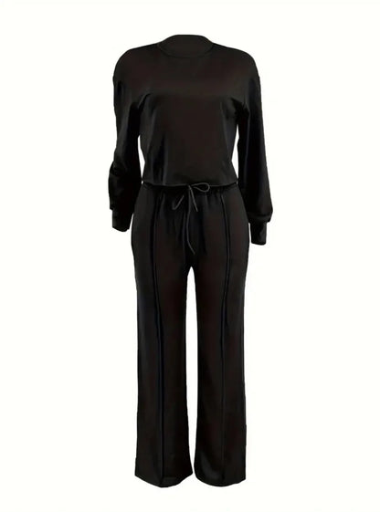 Two Piece Sets Women Pant Set Casual Loose Matching Sets Tops Wide Leg Long Pants Lace Up High Waist 2025 Y2k Streetwear