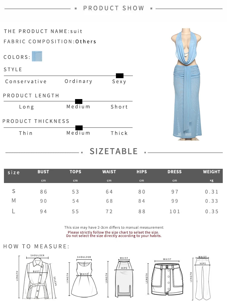Nibber Vacation See Through Women 2 Piece Set Y2K Halter Swing Collar Seashell Tank Tops+Ruched Waist Skirts Midnight Clubwear