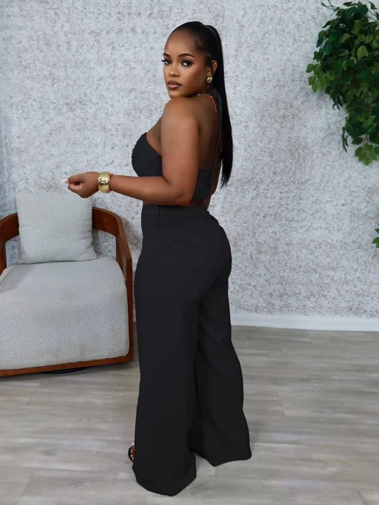 Wmstar Two Piece Outfits Women Pants Sets Wholesale Drawstring Top High Waist Side Zipper Loose Matching Suit Drop Shopping