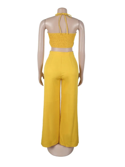 Wmstar Two Piece Outfits Women Pants Sets Wholesale Drawstring Top High Waist Side Zipper Loose Matching Suit Drop Shopping