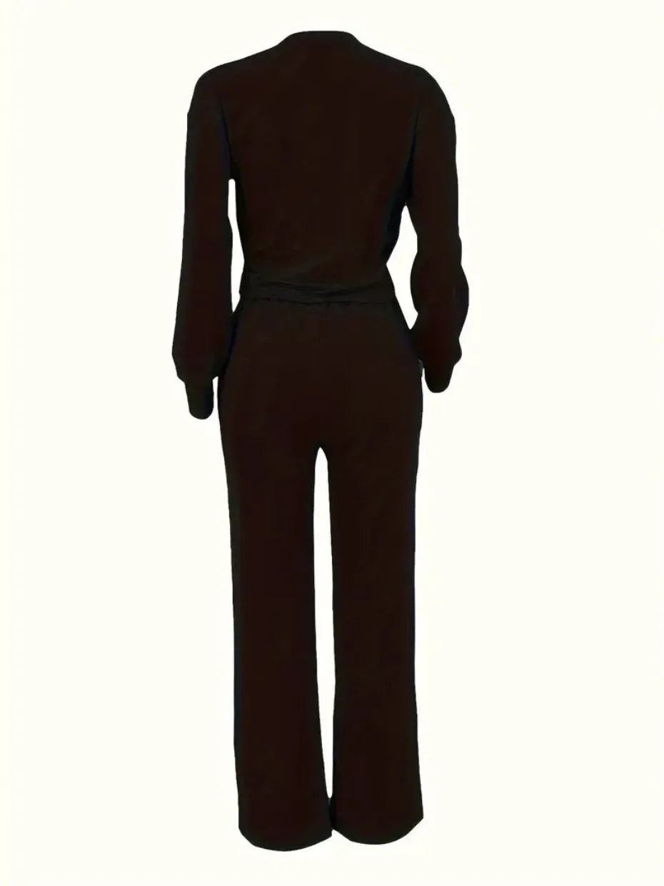 Two Piece Sets Women Pant Set Casual Loose Matching Sets Tops Wide Leg Long Pants Lace Up High Waist 2025 Y2k Streetwear