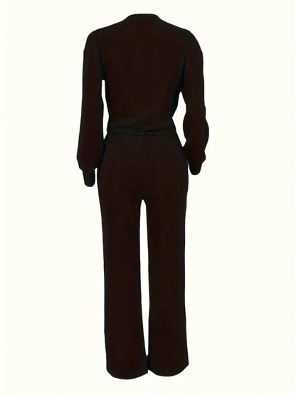 Two Piece Sets Women Pant Set Casual Loose Matching Sets Tops Wide Leg Long Pants Lace Up High Waist 2025 Y2k Streetwear