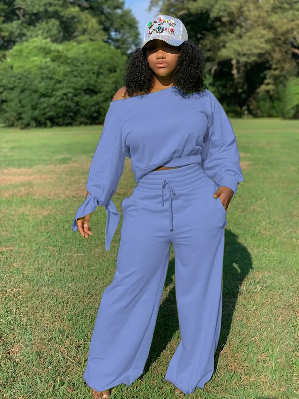 New Fashion Design Casual Ladies Europe Sexy Casual Fashion Large Size Solid Color Round Neck 2-piece Set Tracksuits