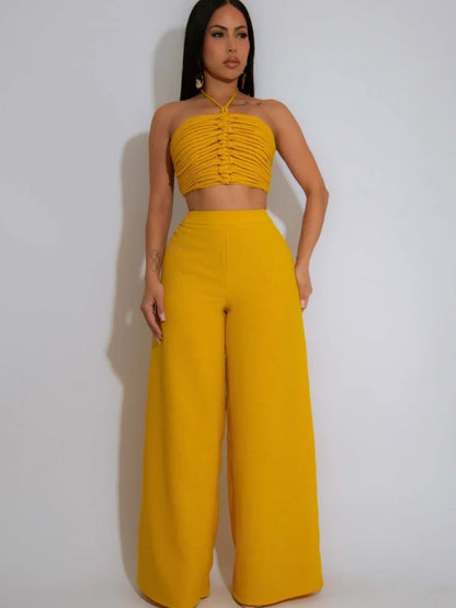 Wmstar Two Piece Outfits Women Pants Sets Wholesale Drawstring Top High Waist Side Zipper Loose Matching Suit Drop Shopping