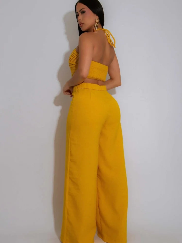 Wmstar Two Piece Outfits Women Pants Sets Wholesale Drawstring Top High Waist Side Zipper Loose Matching Suit Drop Shopping