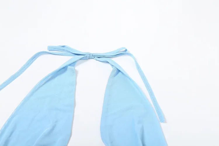 Nibber Vacation See Through Women 2 Piece Set Y2K Halter Swing Collar Seashell Tank Tops+Ruched Waist Skirts Midnight Clubwear