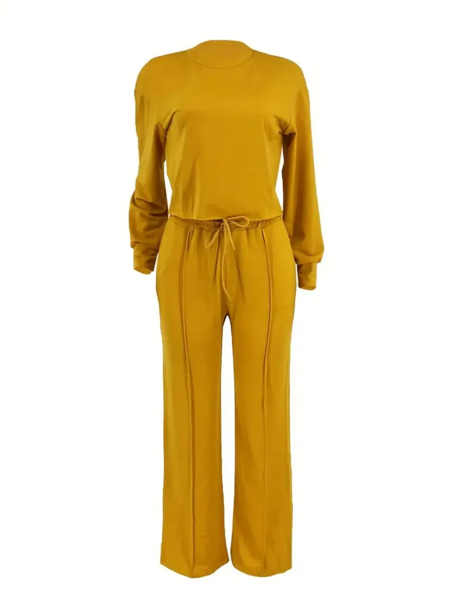 Two Piece Sets Women Pant Set Casual Loose Matching Sets Tops Wide Leg Long Pants Lace Up High Waist 2025 Y2k Streetwear