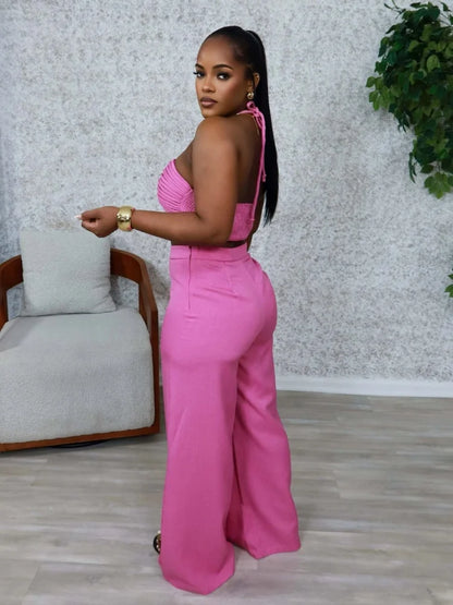 Wmstar Two Piece Outfits Women Pants Sets Wholesale Drawstring Top High Waist Side Zipper Loose Matching Suit Drop Shopping