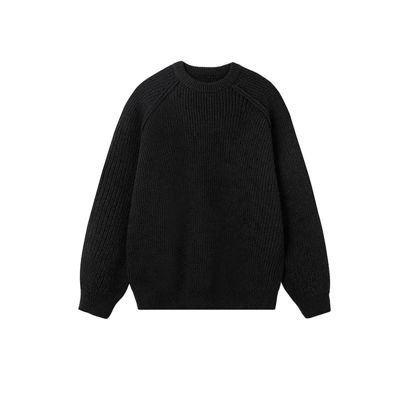 Sweaters Trend 2025 Mans Autumn Winter Solid Color Splicing Loose O Neck Oversize Pullover New Man Motion Clothes