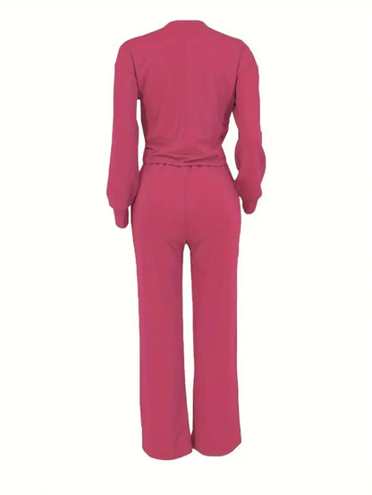 Two Piece Sets Women Pant Set Casual Loose Matching Sets Tops Wide Leg Long Pants Lace Up High Waist 2025 Y2k Streetwear