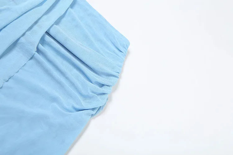 Nibber Vacation See Through Women 2 Piece Set Y2K Halter Swing Collar Seashell Tank Tops+Ruched Waist Skirts Midnight Clubwear