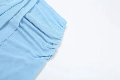 Nibber Vacation See Through Women 2 Piece Set Y2K Halter Swing Collar Seashell Tank Tops+Ruched Waist Skirts Midnight Clubwear