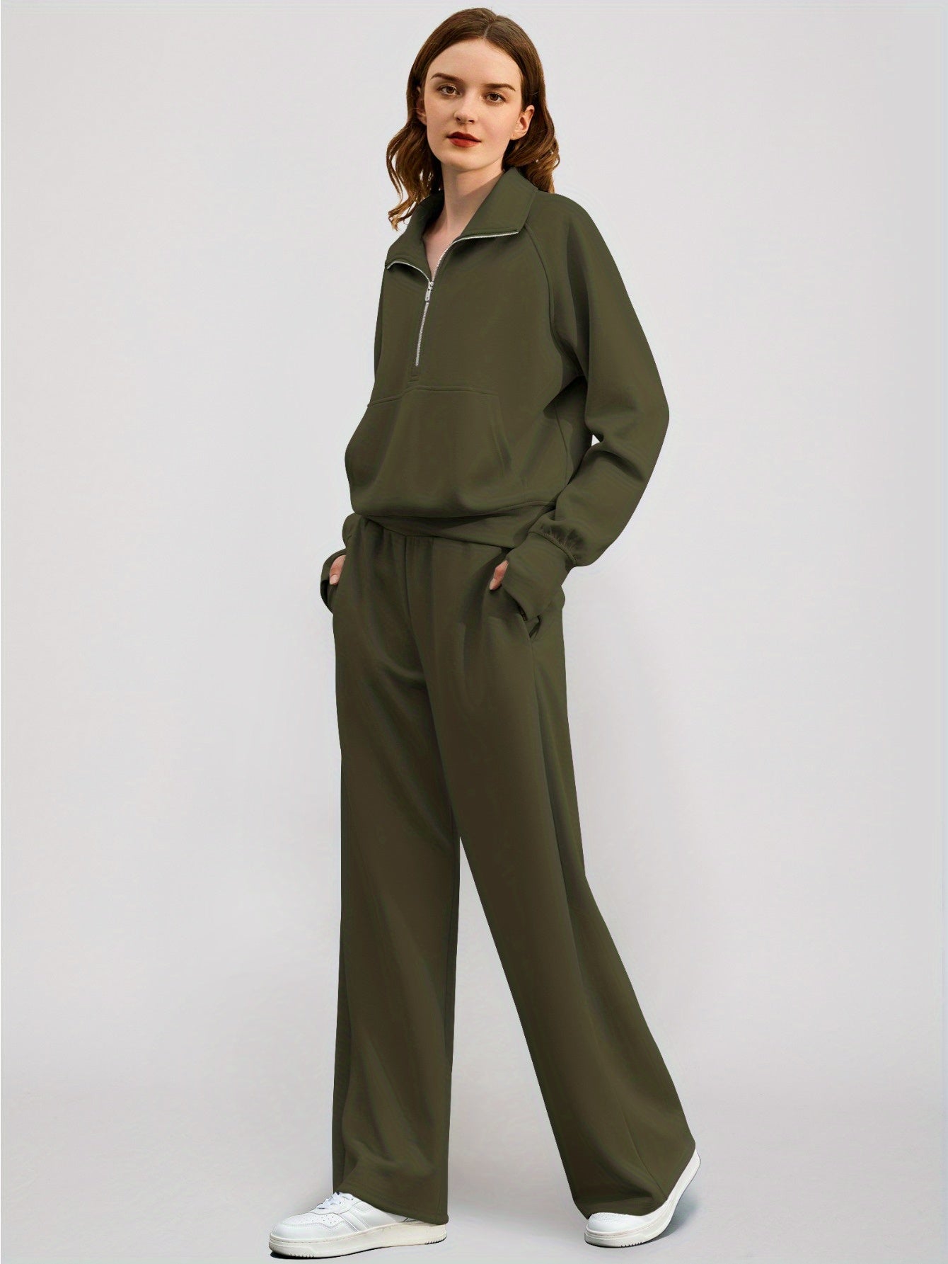 Women 2pcs Outfits Sweatsuit Oversized Sweatshirt Sweatpants Tracksuit Sweat Lounge Matching Set